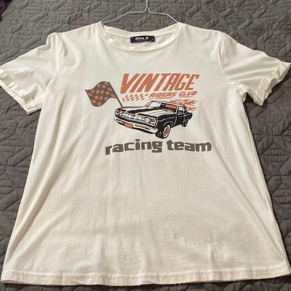 Women’s vintage racing graphic tee, medium, blue b collection